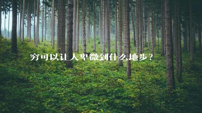 穷可以让人卑微到什么地步？